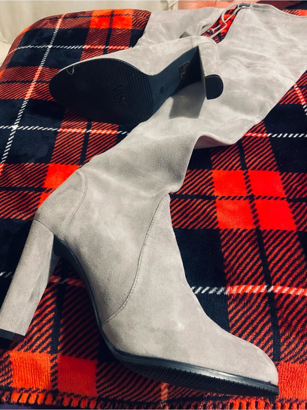 Stuart Weitzman-Over-the-Knee Suede Block Heel Boots - - Picture 2 of 5